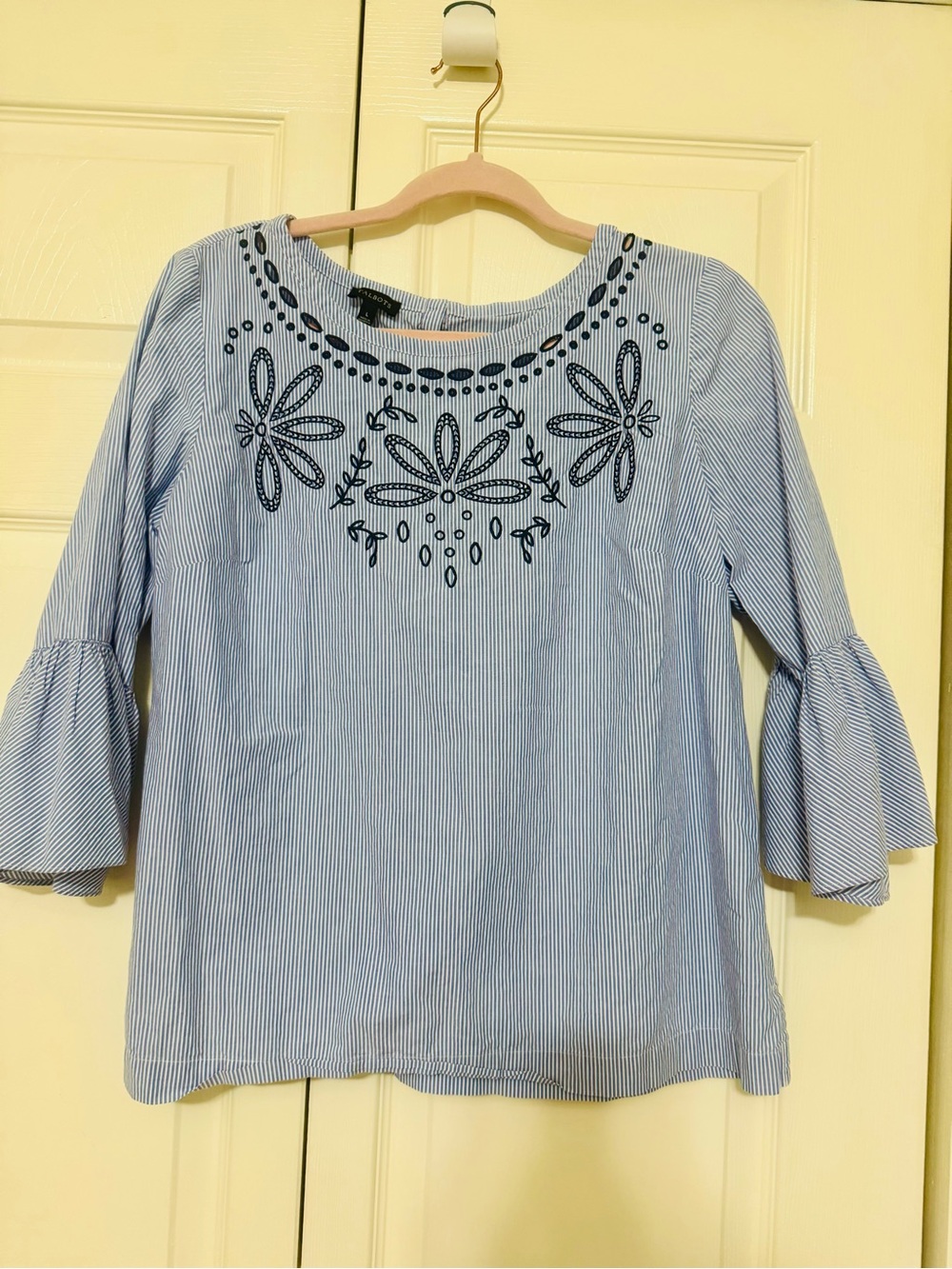 Talbots Large Blue White pin stripe shirt
